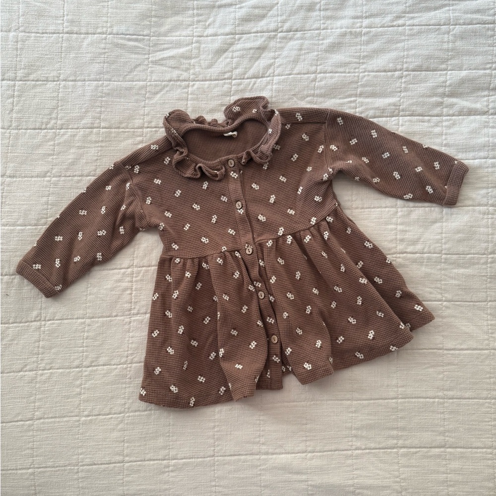 Quincy Mae Brown Floral Kids Dress